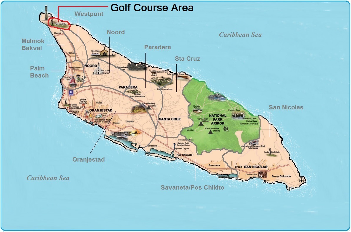 real estate indicated map of teh Golf Course Area, Aruba