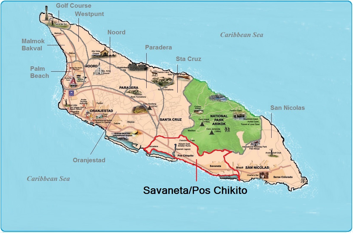 real estate indicated map of Savaneta, Aruba